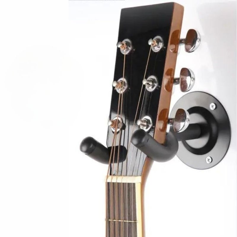 TechBlaze Universal Guitar Hanger Hook Holder Wall Mount Display with Metal Body Bracket with Mounting Screws Guitar Stand for Bass Electric Acoustic Guitar, Mandolin, Banjo, etc. – Black (Pack of 1) - Image 1