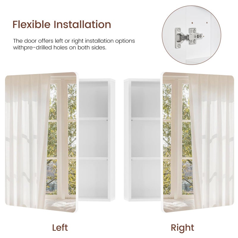 TEENFON Medicine Cabinet Mirror with 2 Adjustable Shelves, Bathroom Mirror with Storage, Recessed or Wall Mount Bathroom Cabinet, White - Image 3