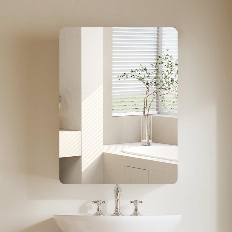 TEENFON Medicine Cabinet Mirror with 2 Adjustable Shelves, Bathroom Mirror with Storage, Recessed or Wall Mount Bathroom Cabinet, White - Image 2