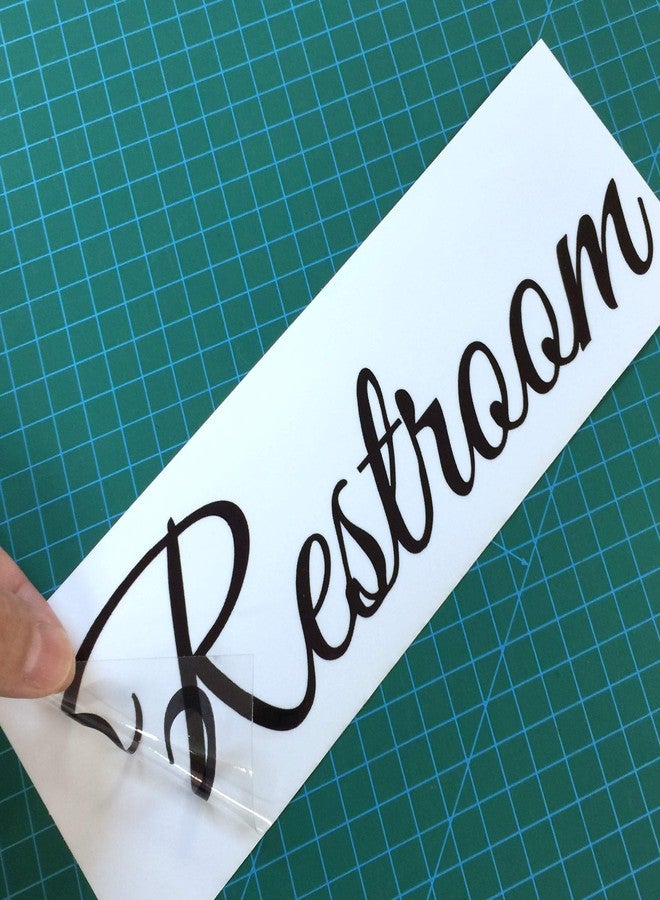Rockmount Electronics Printed On Clear Adhesive Vinyl, No Background - Restroom - UV Resistant, Waterproof, Durable - Peel & Stick Wall Door Decor Decal Sticker Quote Vinyl Mural Art Script Vinyl lettering - (2 Pack) 9.5" x 2.5", Black - Image 2