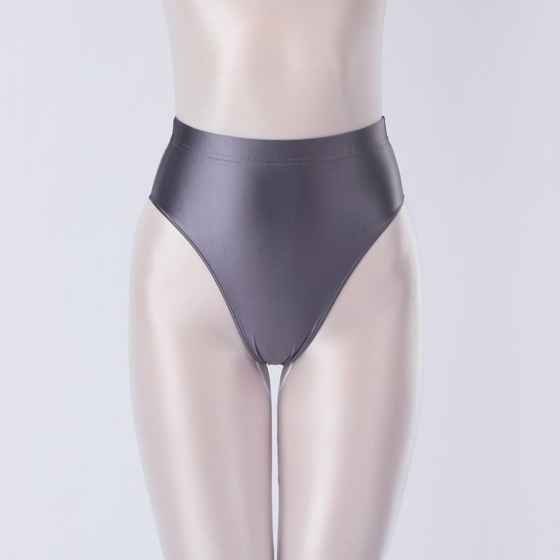 Shiny Glossy Silky Triangle Panties With High Cut For Outerwear, Hip-Hugging High-Waisted Plus-Size Tight-Fitting Underwear 7254 - Image 3