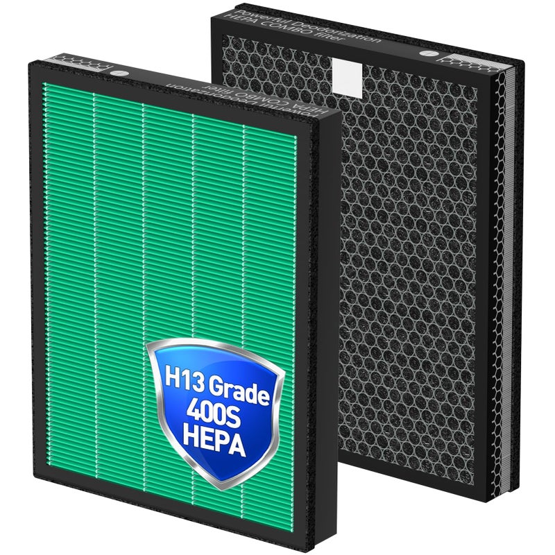 فلتر بديل 400400S لجهاز تنقية الهواء Coway Airmega Max2 400 400S 400G 400SG عبوة 2 حزمة Max 2 H13 أخضر True HEPA فلتر كربون نشط AP2015FP مجموعة 1