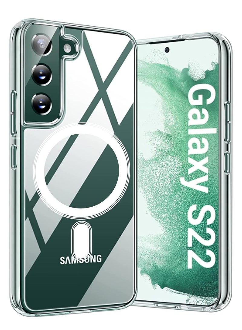 حافظة جالكسي شفافة لموبايل سامسونج جالكسي اس 22 (Samsung Galaxy S22)، متوافق مع ماغ سيف للشحن اللاسلكي، حافظة رفيعة للغاية مضادة للصدمات وشفافة 6.1 انش (2022) - Image 1