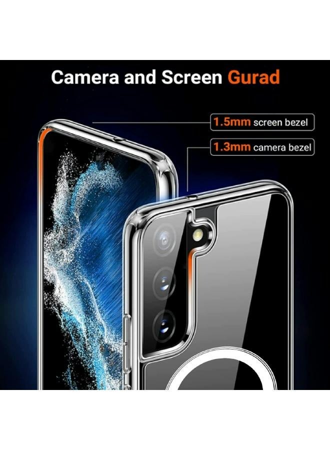 حافظة جالكسي شفافة لموبايل سامسونج جالكسي اس 22 (Samsung Galaxy S22)، متوافق مع ماغ سيف للشحن اللاسلكي، حافظة رفيعة للغاية مضادة للصدمات وشفافة 6.1 انش (2022) - Image 4