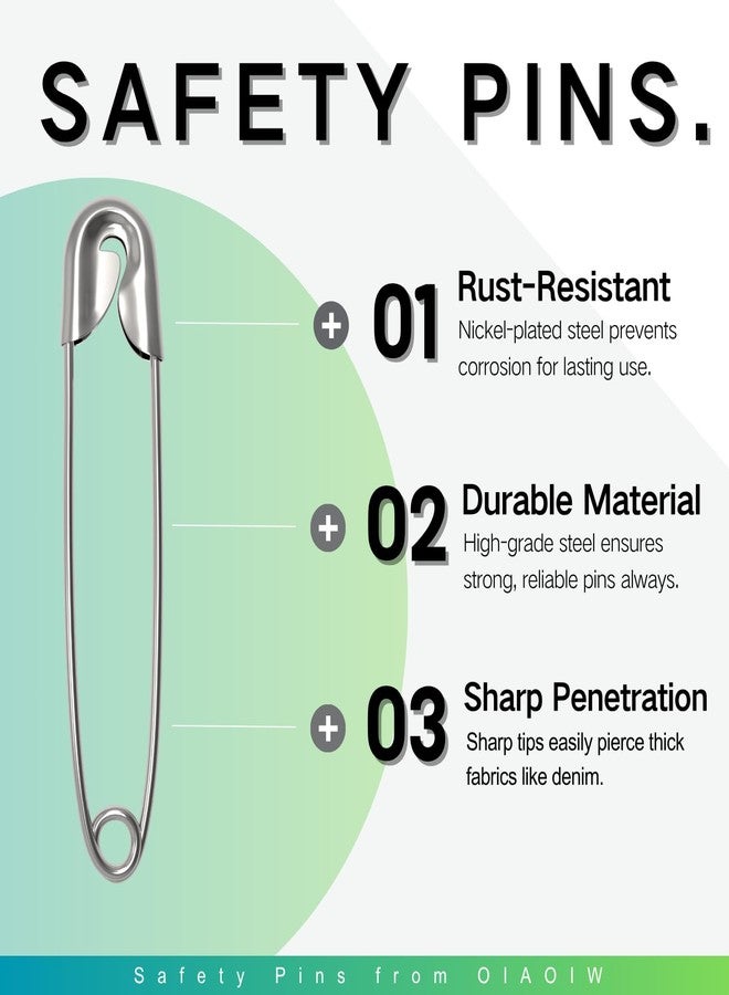OIAOIW 350 Pack Safety Pins for Clothes 5 Assorted Sizes of Strong Heavy Duty Safety Pin Bulk for Clothing - Image 2