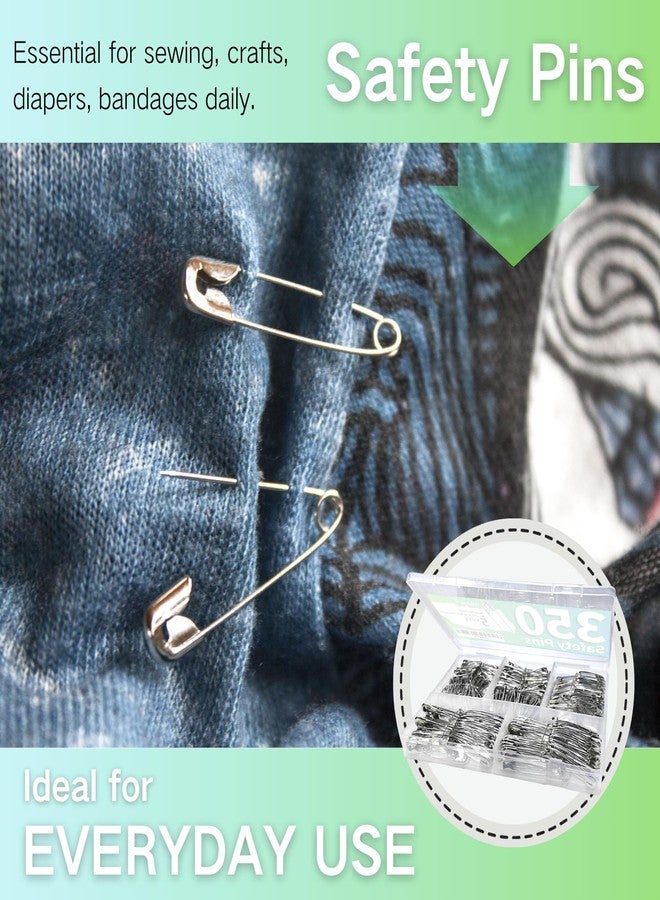 OIAOIW 350 Pack Safety Pins for Clothes 5 Assorted Sizes of Strong Heavy Duty Safety Pin Bulk for Clothing - Image 5