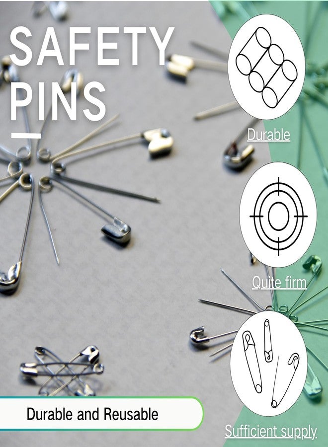 OIAOIW 350 Pack Safety Pins for Clothes 5 Assorted Sizes of Strong Heavy Duty Safety Pin Bulk for Clothing - Image 4