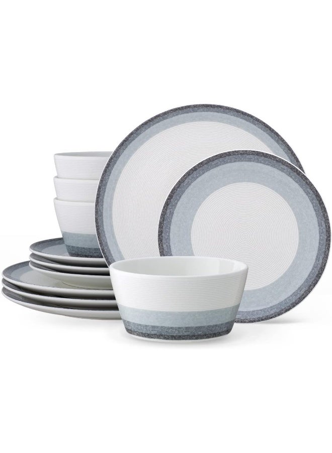 Noritake Colorscapes Layers Ash 12Piece Coupe Dinnerware Set Service for 4 - Image 1
