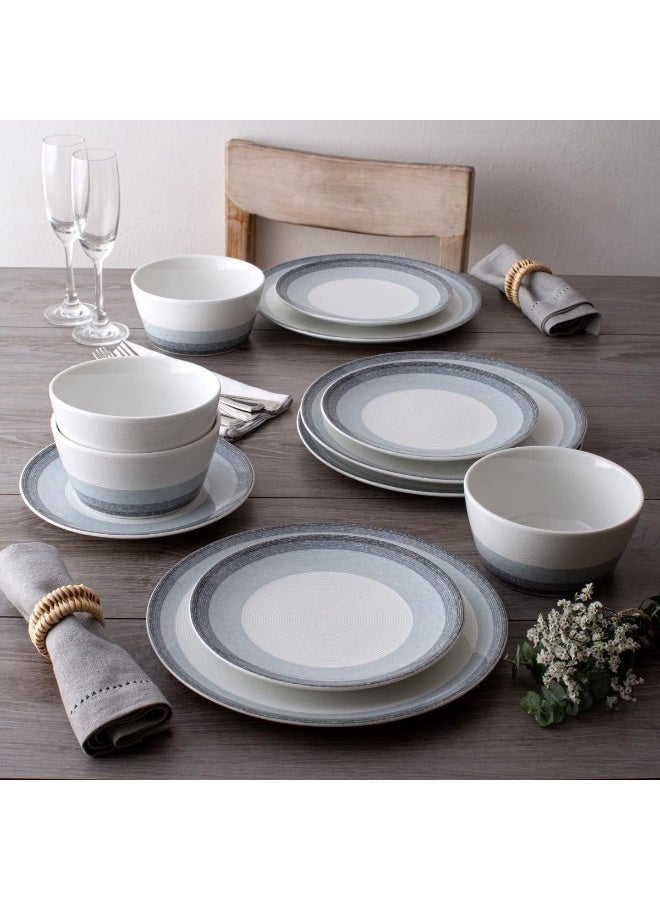 Noritake Colorscapes Layers Ash 12Piece Coupe Dinnerware Set Service for 4 - Image 3
