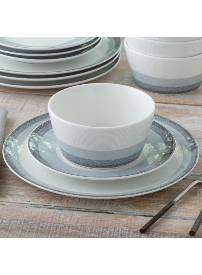 Noritake Colorscapes Layers Ash 12Piece Coupe Dinnerware Set Service for 4 - Image 2
