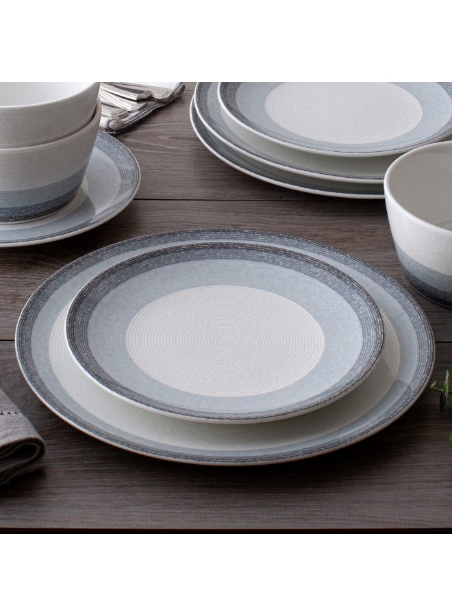 Noritake Colorscapes Layers Ash 12Piece Coupe Dinnerware Set Service for 4 - Image 4