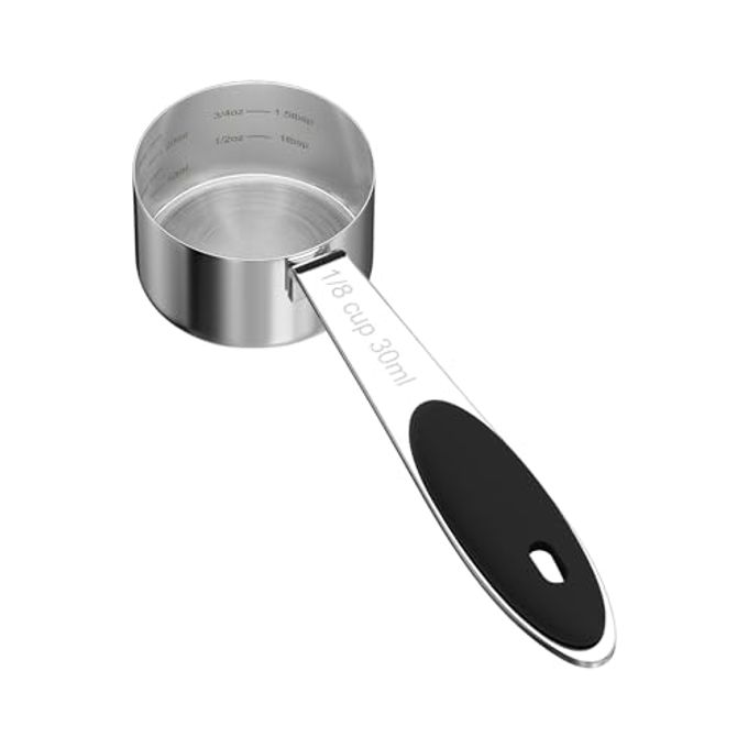 LEIFENY 1PCS 1/8CUP(30ml) Dog Cat Food Scoop, Stainless Steel Measuring Cup, Metal Pet Scooper with Inner Precision Scale Measurement