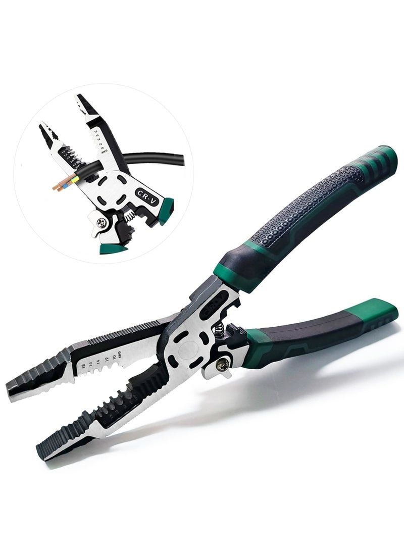 SYOSI 10-in-1 Electrician Pliers, Wire Stripper Tool, Cable Cutters, CR-V Multifunctional Plier with Wire Stripper, Crimper Side Cutter, Insulation Wire Stripping/Cutting/Crimping Pliers Tool - Image 2