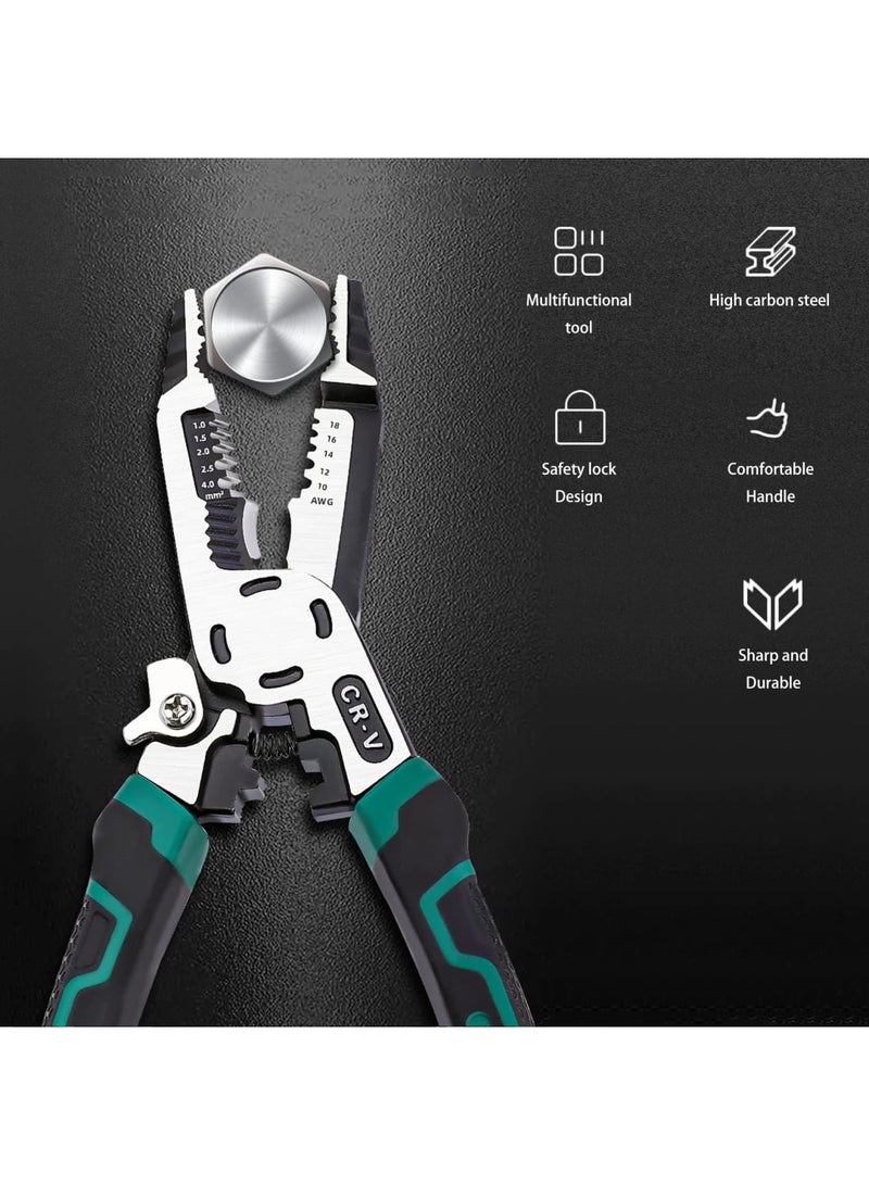 SYOSI 10-in-1 Electrician Pliers, Wire Stripper Tool, Cable Cutters, CR-V Multifunctional Plier with Wire Stripper, Crimper Side Cutter, Insulation Wire Stripping/Cutting/Crimping Pliers Tool - Image 5