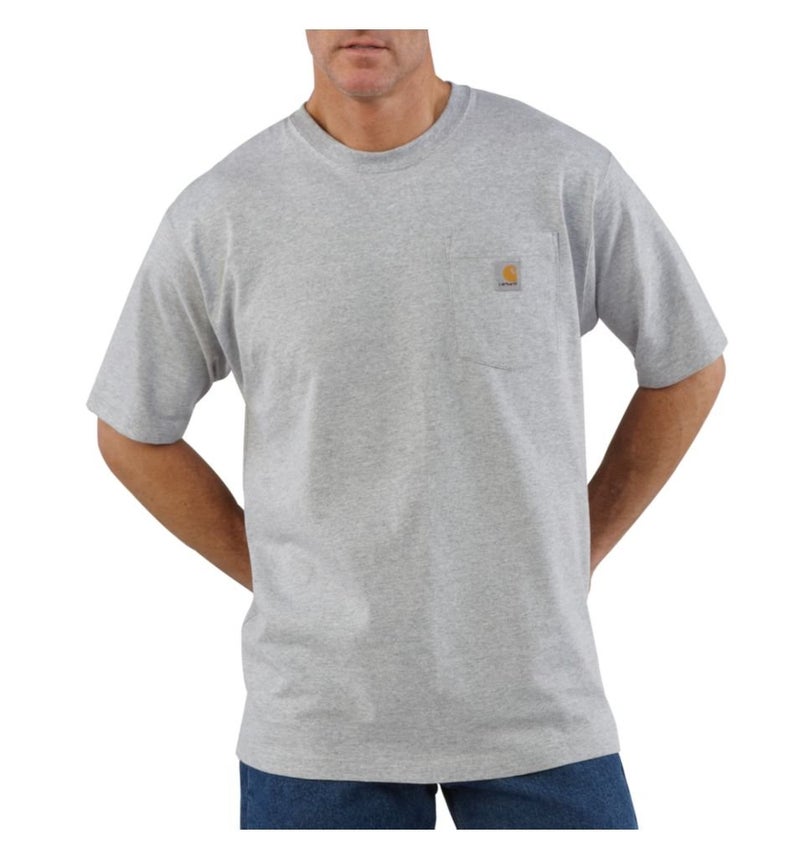Carhartt Mens Loose Fit Heavyweight Short-Sleeve Pocket T-Shirt Work Utility t Shirts, Heather Gray, Large Tall US - Image 4