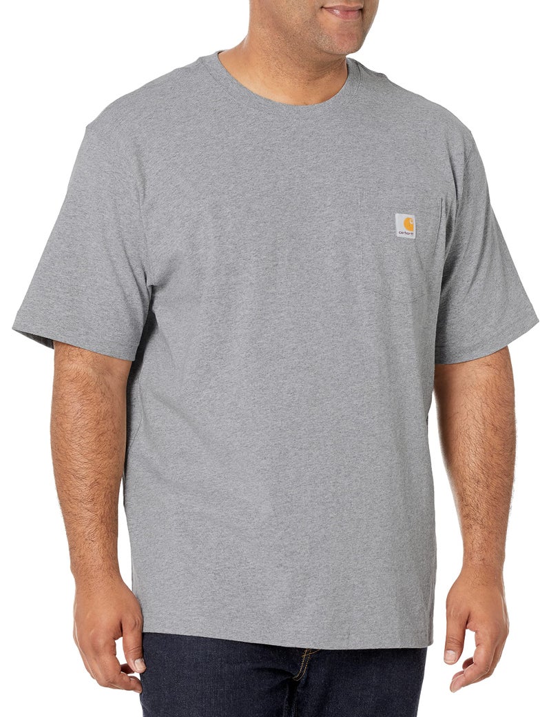 Carhartt Mens Loose Fit Heavyweight Short-Sleeve Pocket T-Shirt Work Utility t Shirts, Heather Gray, Large Tall US - Image 1