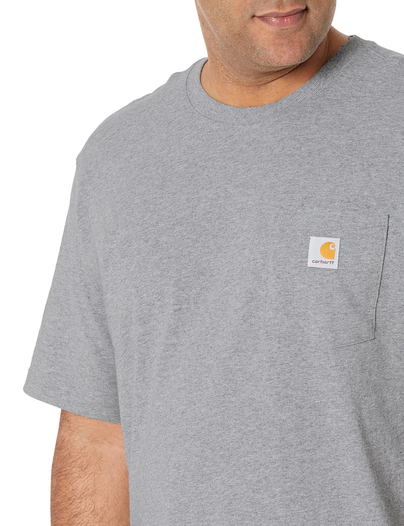 Carhartt Mens Loose Fit Heavyweight Short-Sleeve Pocket T-Shirt Work Utility t Shirts, Heather Gray, Large Tall US - Image 3