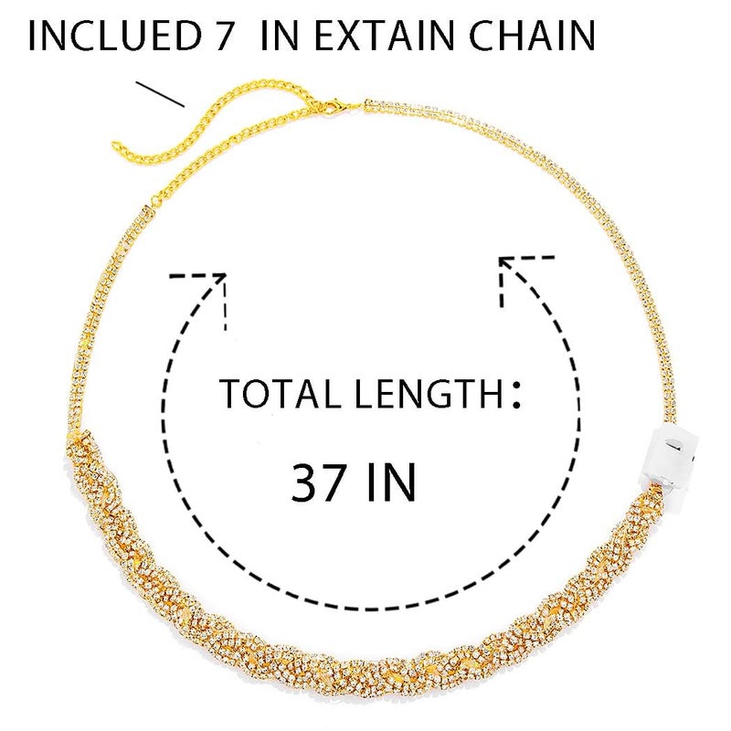Fstrend LED Light Up Waist Chain for Women, Gold Rhinestone Belly Chain, Sparkly Crystal Glowing Body Jewelry for Night Club, Party, Festival, Rave - Image 3