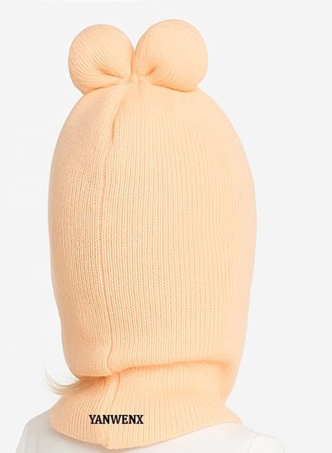 Yanwenx Baby Boys & Girls Soft Woolen Monkey Cap (Pack of 2,Light Pink|Beige) | Full Head, Ear & Neck Coverage | Ideal for 6 Months to 12 Months - Image 5