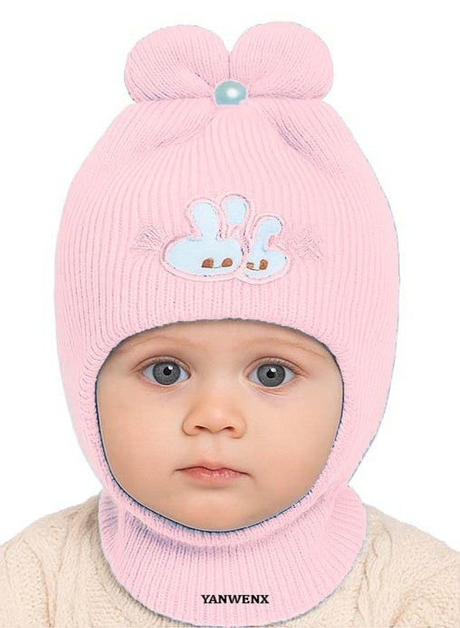 Yanwenx Baby Boys & Girls Soft Woolen Monkey Cap (Pack of 2,Light Pink|Beige) | Full Head, Ear & Neck Coverage | Ideal for 6 Months to 12 Months - Image 2