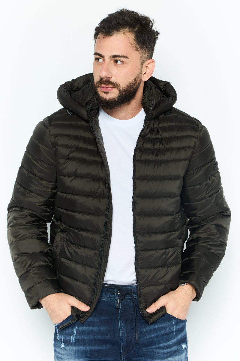 Michael Kors Men Quilted Hooded Puffer Jacket, Dark Olive - Image 1
