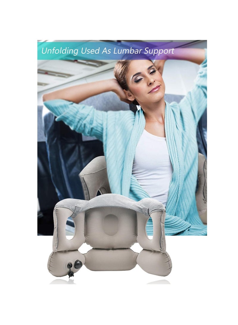 SYOSI Inflatable Travel Pillow, Neck Support Inflatable Pillow, Comfortably Inflatable Sleeping Pillow for Office, Airplane, Car, Train, Bus for Relieve Neck and Lumbar Pain - Image 4