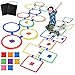 RoundFunny 2 Sets of 2 in 1 Hopscotch and Beanbag Toss Kit Include Hopscotch Ring Game Set and Squares Set 8 Pcs Beanbags for Indoor Game Outdoor Agility Portable Summer Conditioning Agility Training - Image 3