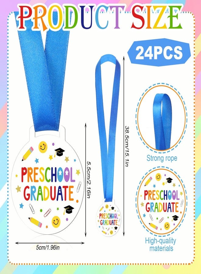 Kenning 24 Pcs Pre-school Graduation Medal Bulk 2 Inch Acrylic Award Medals with Neck Ribbon Cute Graduation Gifts, Grad Medal Party Favor Supplies Decorations - Image 2