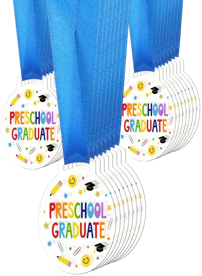 Kenning 24 Pcs Pre-school Graduation Medal Bulk 2 Inch Acrylic Award Medals with Neck Ribbon Cute Graduation Gifts, Grad Medal Party Favor Supplies Decorations - Image 1