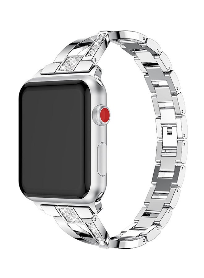 ISank Replacement Bling Strap X-Link For Apple Watch Nike+/Series 1/2/3/Sport 42mm Silver - Image 4