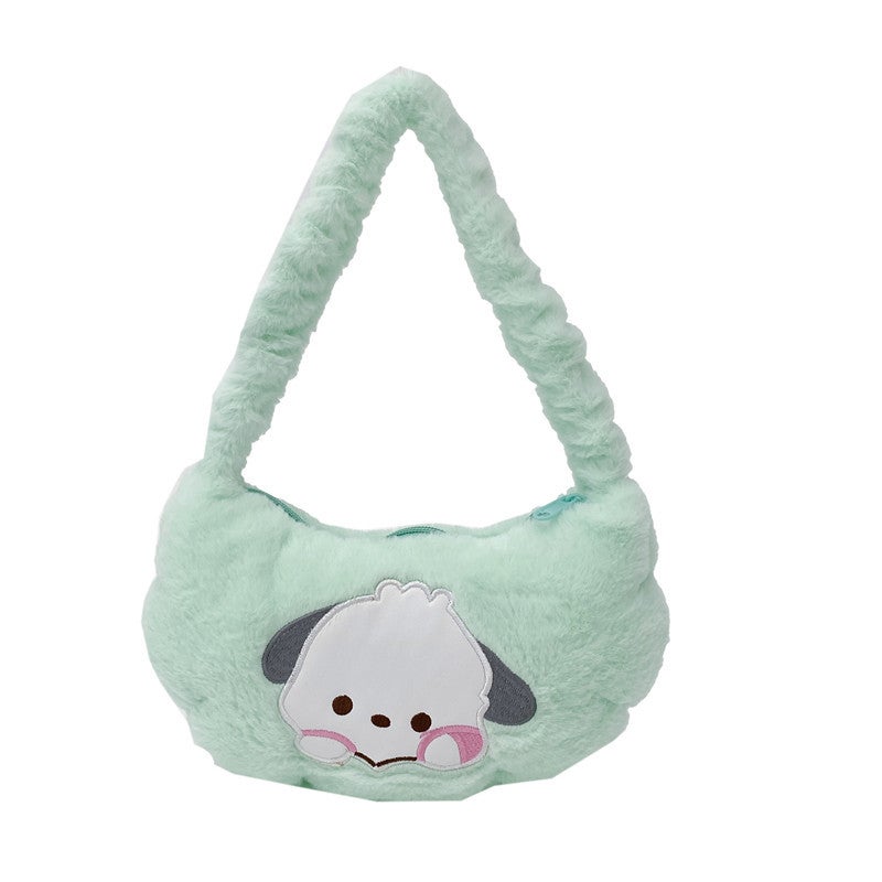 New Fluffy Crossbody Handbag Cute Cartoon Shoulder Bag for Girls Green pacha dog - Image 1