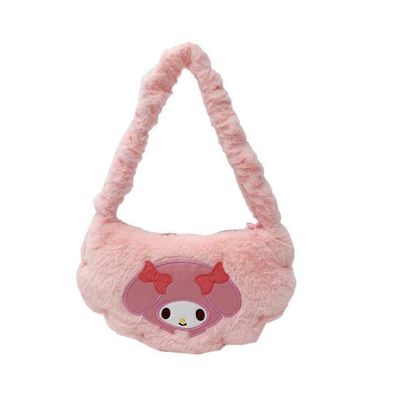 New Fluffy Crossbody Handbag Cute Cartoon Shoulder Bag for Girls Green pacha dog - Image 2