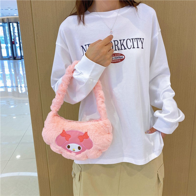 New Fluffy Crossbody Handbag Cute Cartoon Shoulder Bag for Girls Green pacha dog - Image 4