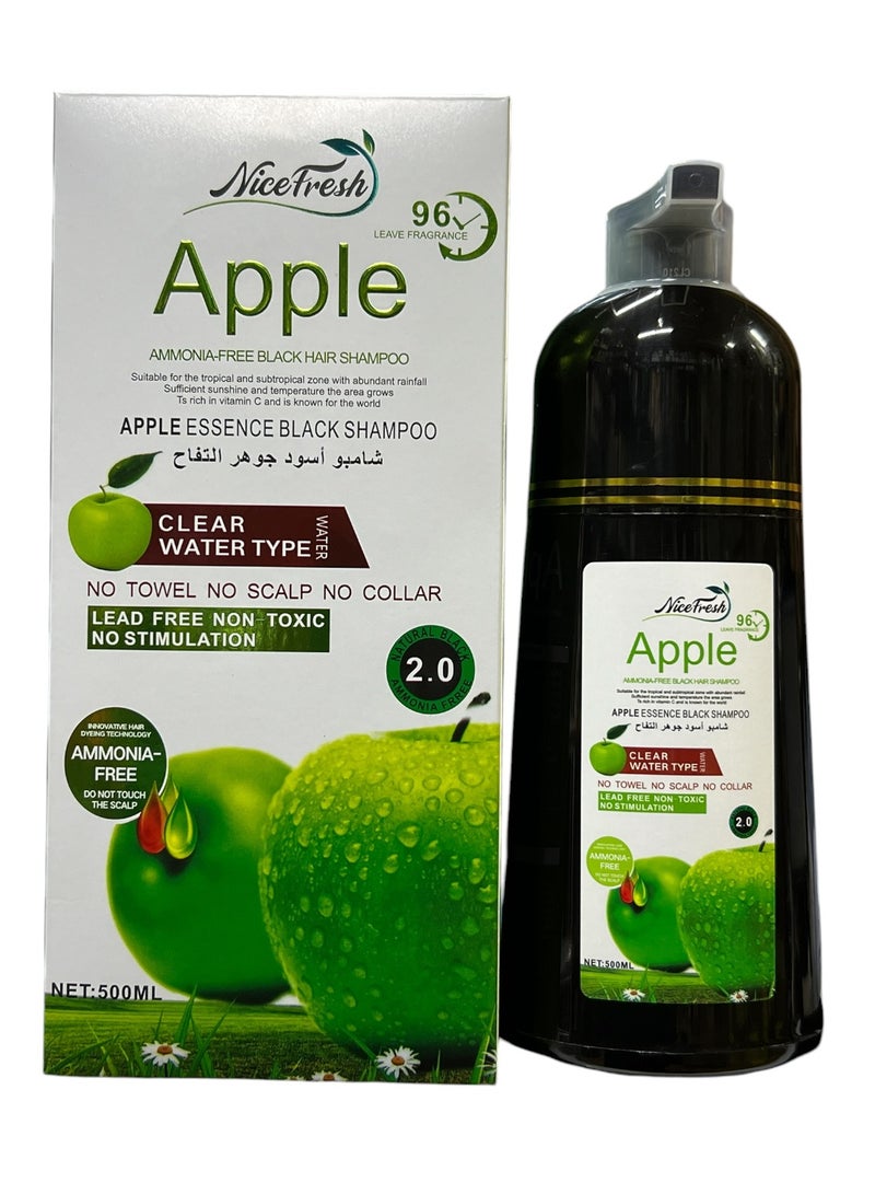 Nice Fresh Apple Hair Color Shampoo Natural Black 2.0 96HR 500ml - Image 1