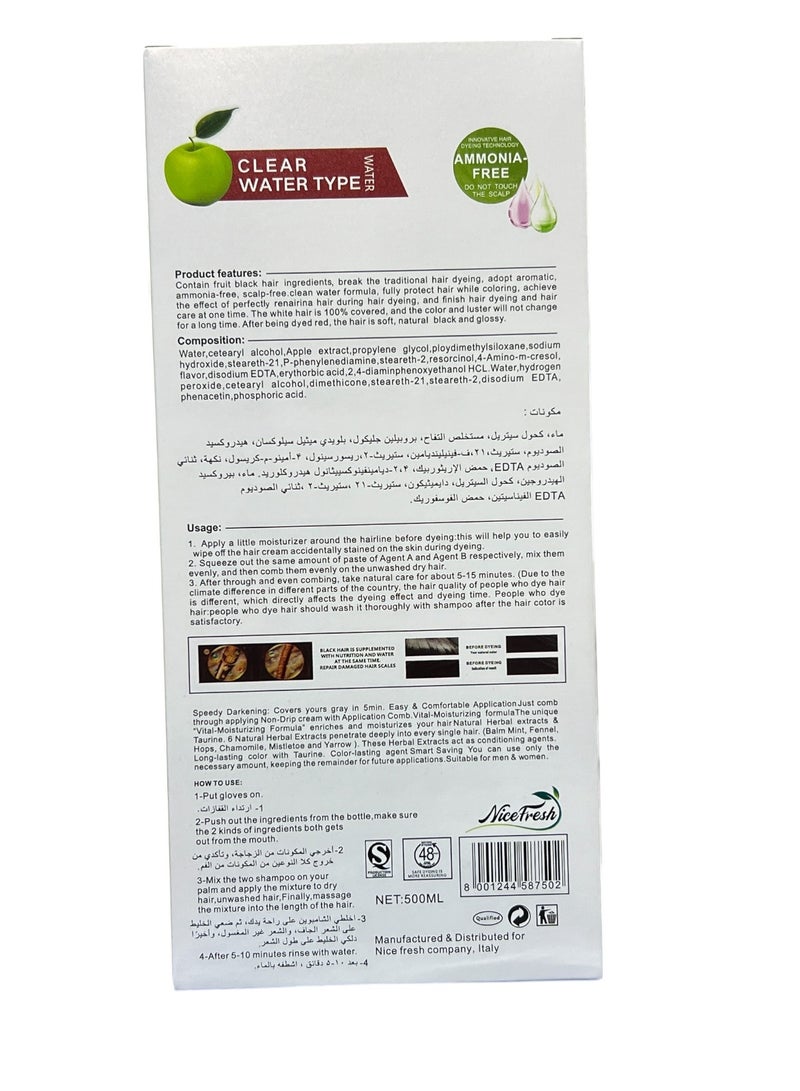 Nice Fresh Apple Hair Color Shampoo Natural Black 2.0 96HR 500ml - Image 4