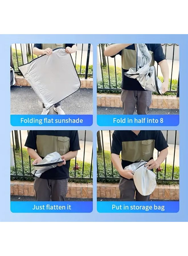 Universal Silvery Car Sun Visor Front Window Shade UV Protection Windproof Insulation - Image 5
