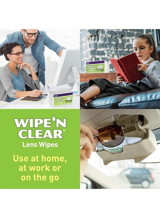 Flents Wipe'N Clear Lens Wipes by Flents, 100 Lens Cleaning Wipes, Anti-Streak & Fast Drying, 5"x6",100 Count - Image 4