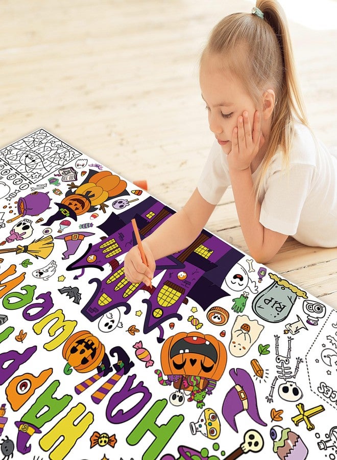 FUULOXE Halloween Coloring Poster for Kids Large Halloween Crafts Coloring Paper Tablecloth for Classroom Home DIY Drawing Games Party Favors Decorations 31.5 x70.4 Inch - Image 3
