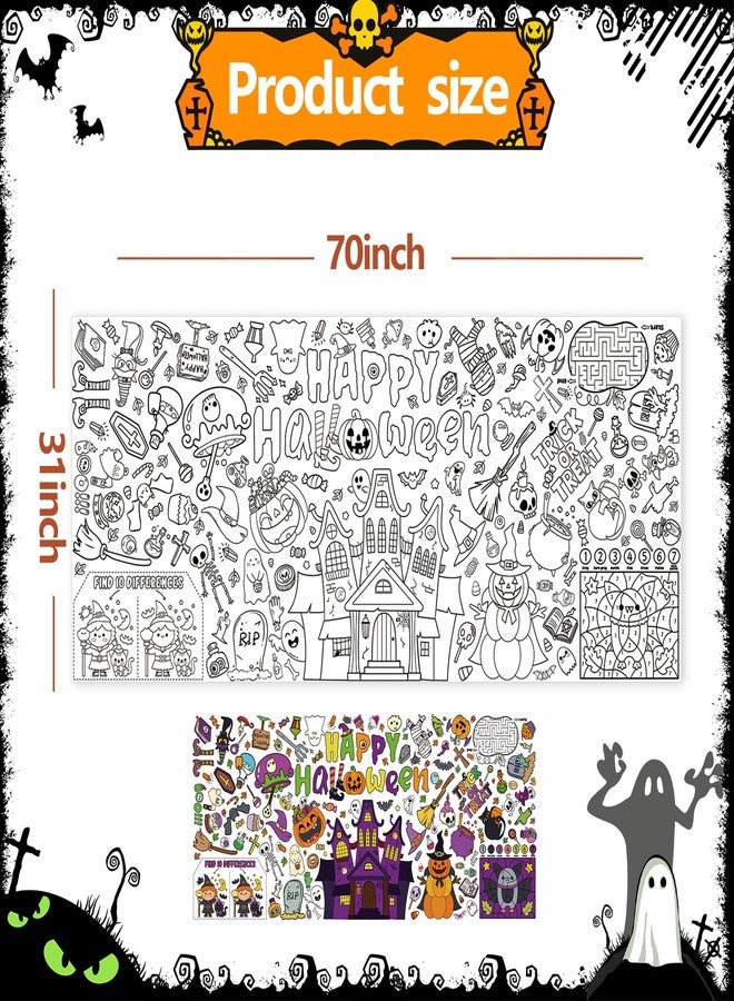 FUULOXE Halloween Coloring Poster for Kids Large Halloween Crafts Coloring Paper Tablecloth for Classroom Home DIY Drawing Games Party Favors Decorations 31.5 x70.4 Inch - Image 2