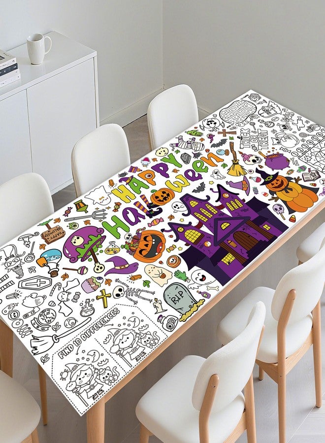 FUULOXE Halloween Coloring Poster for Kids Large Halloween Crafts Coloring Paper Tablecloth for Classroom Home DIY Drawing Games Party Favors Decorations 31.5 x70.4 Inch - Image 1