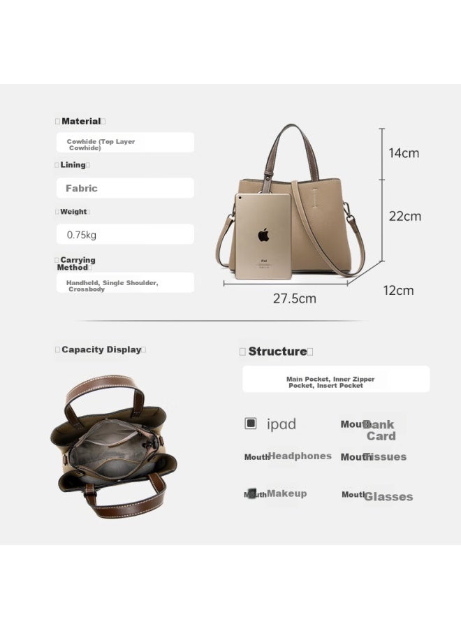 Zooler Women's Fashion Handbag Top Layer Cowhide Large Capacity Shoulder Crossbody Bag Women's Day Gift
