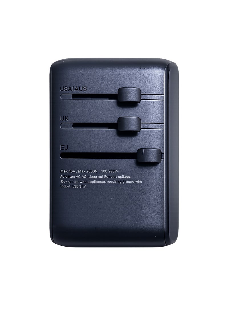 Universal Travel Adapter with USB-C PD 20W Fast Charging, 2 USB-A + 1 USB-C Ports, International Power Plug Adapter for US, UK, EU & AU, 2500W Max, Worldwide Travel Charger, Black - Image 3