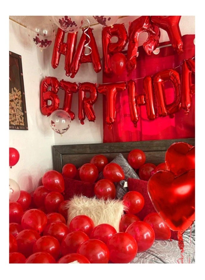249pcs Red Party Decor Set – Includes Balloons, Banner, Rose Petals & Glue Dots Great for Birthdays, Valentine's & More - Image 5
