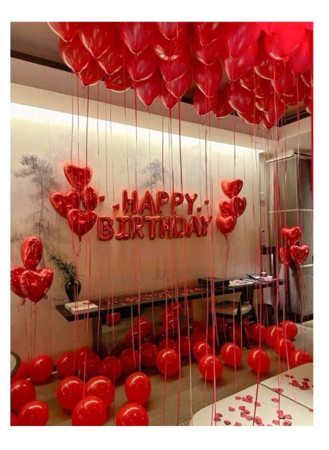 249pcs Red Party Decor Set – Includes Balloons, Banner, Rose Petals & Glue Dots Great for Birthdays, Valentine's & More - Image 1