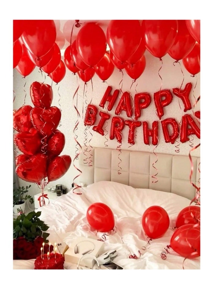 249pcs Red Party Decor Set – Includes Balloons, Banner, Rose Petals & Glue Dots Great for Birthdays, Valentine's & More - Image 4