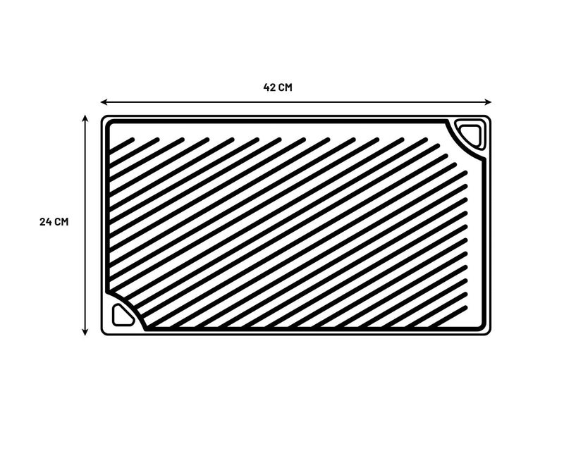 Lodge Reversible Cast Iron Grill/Griddle â€“ 9.5 x 16.75 Inch Pre-Seasoned Cooking Surface â€“ Flat & Ribbed Sides â€“ Use on Stove, Grill, or Campfire â€“ Made in the USA â€“ Heavy-Duty, Black - Image 2