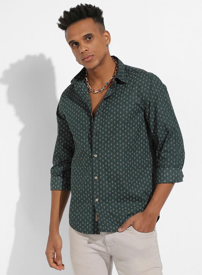 كامبوس سوترا قميص كاجوال بأكمام طويلة وطبعة ديتسي من ستايلي - Image 1