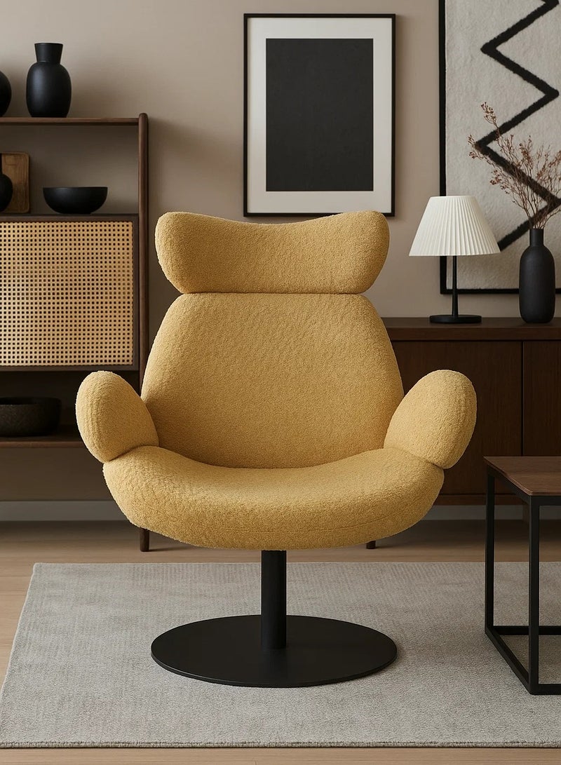 لوفت كرسي هزاز، كرسي بذراعين، دوار، 83×87×108.5 سم، قماش، مع قاعدة معدنية سوداء مستديرة-JS8823-1/3 - Image 1