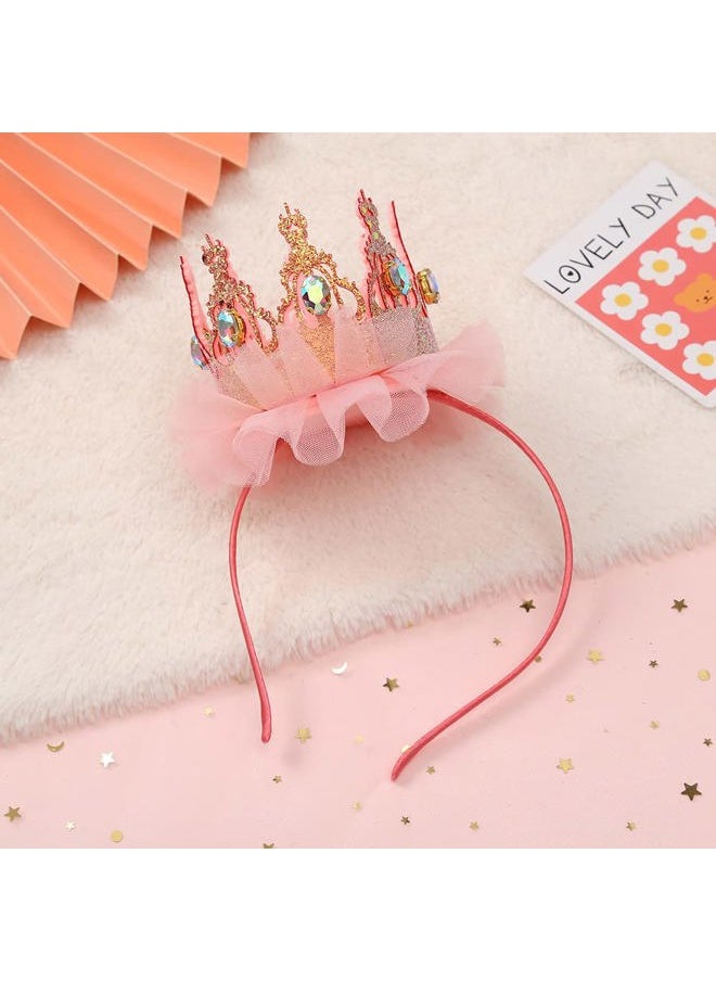 Ever Fairy - Girls Shiny Crown Hairband Princess Girl Crown Headband Wedding… (Pink B) - Image 1