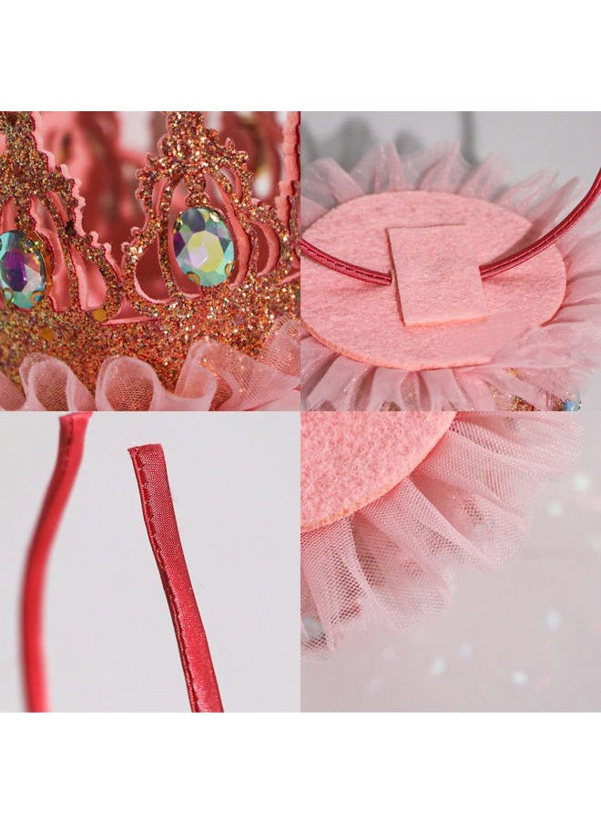Ever Fairy - Girls Shiny Crown Hairband Princess Girl Crown Headband Wedding… (Pink B) - Image 1